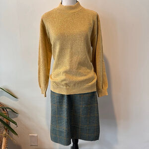 Alfred Dunner | Late 80s Gold Metallic Mock Neck Sweater | USA Made Vintage - L